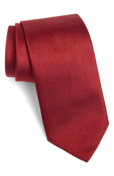 Shop Canali Solid Silk Tie In Red