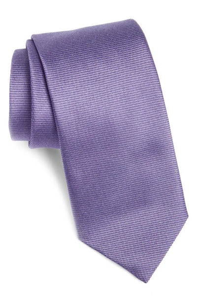 Shop Canali Solid Silk Tie In Purple