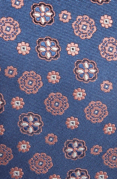 Shop Canali Floral Medallion Silk Tie In Blue