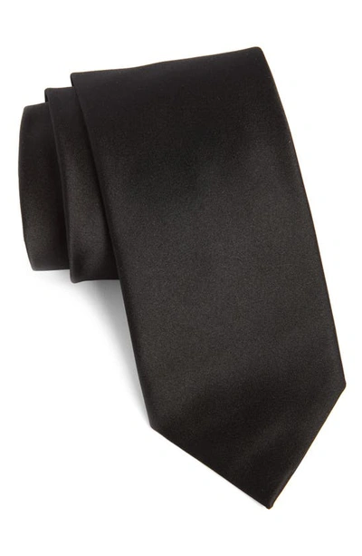 Shop Canali Solid Silk Tie In Black