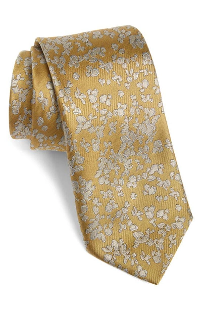 Shop Canali Floral Silk Tie In Yellow