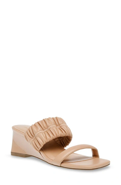 Shop Anne Klein Ginny Wedge Sandal In Beige Elastic/beige Smooth