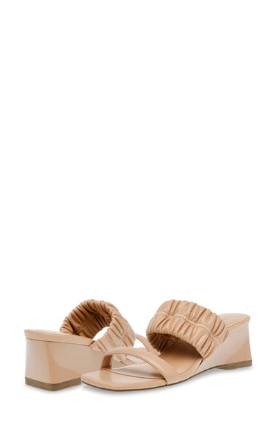 Shop Anne Klein Ginny Wedge Sandal In Beige Elastic/beige Smooth