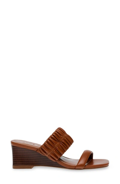 Shop Anne Klein Ginny Wedge Sandal In Cognac Elastic/ Cognac Smooth