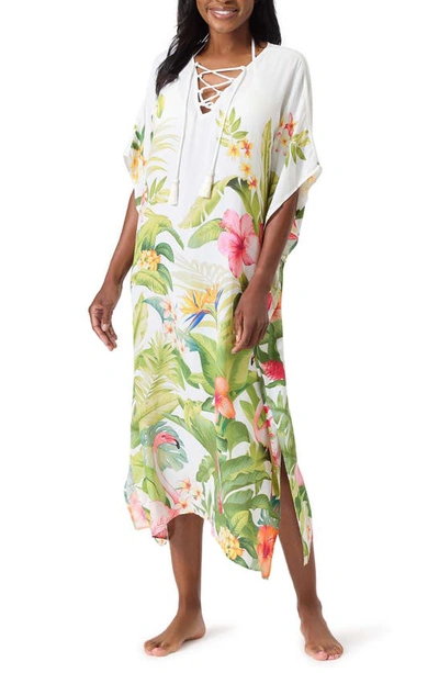 Shop Tommy Bahama Paradise Bird Floral Cover-up Caftan In White
