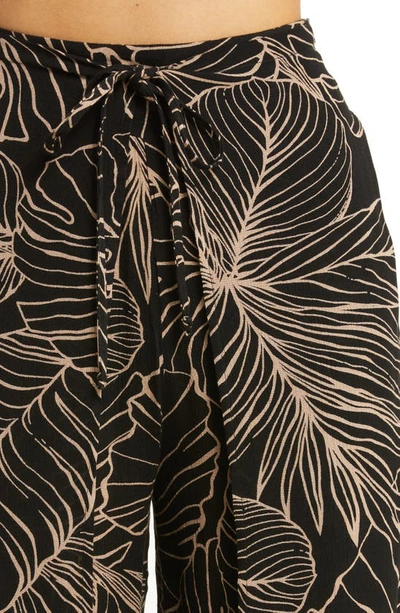 Shop Elan Print Cover-up Wrap Pants In Black/ Natural Tropics