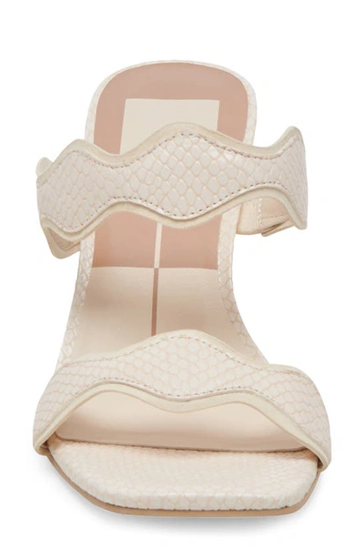 Dolce Vita Ilva Slide Sandal In Creme Embossed Leather