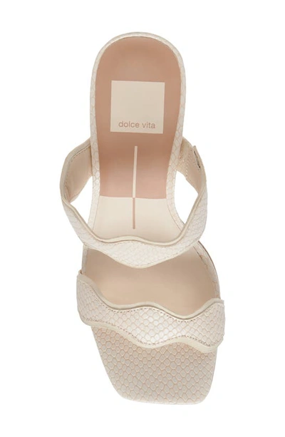 Dolce Vita Ilva Slide Sandal In Creme Embossed Leather