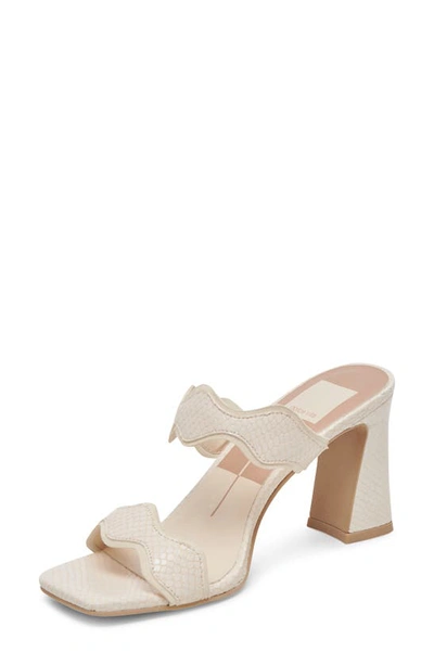 Dolce Vita Ilva Slide Sandal In Creme Embossed Leather