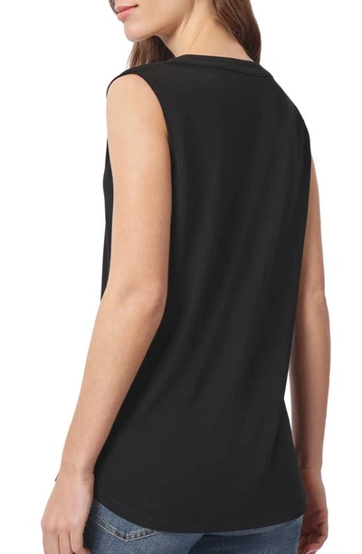 Shop Jones New York Pleated V-neck Crepe Tank In Jones Black