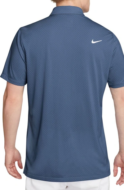 Shop Nike Dri-fit Jacquard Golf Polo In Midnight Navy/ Court Blue
