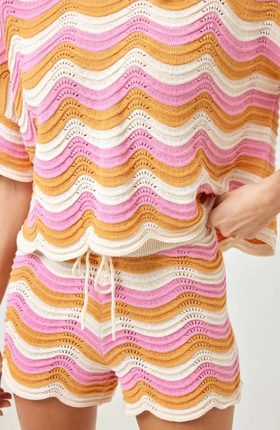Shop L*space Make Waves Stripe Cover-up Shorts In Catching Sun