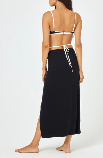 Shop L*space Monae Strappy Cover-up Midi Skirt In Black/ Cream