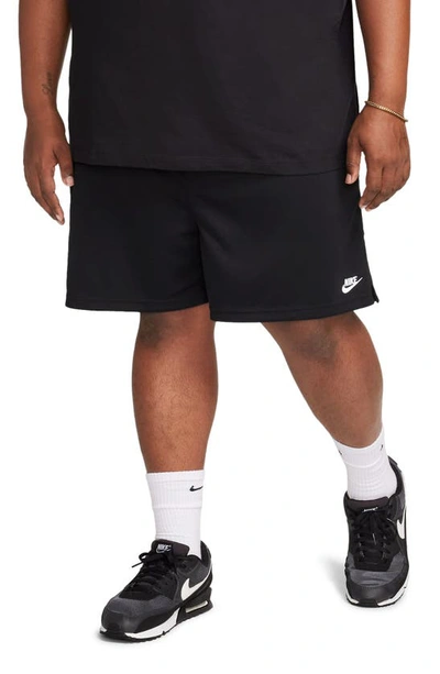 Nike Club Flow Mesh Athletic Shorts In Black/ White