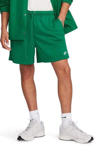 Shop Nike Club Flow Mesh Athletic Shorts In Malachite/ White