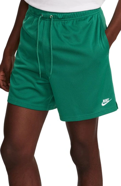 Shop Nike Club Flow Mesh Athletic Shorts In Malachite/ White