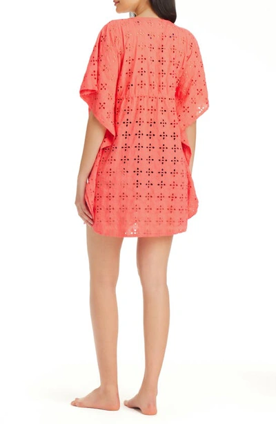 Shop Bleu By Rod Beattie Broderie Anglaise Cotton Cover-up Caftan In Coral Gables