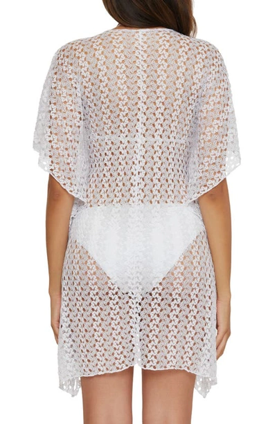 Shop Becca Platinum Metallic Sheer Lace Cover-up Tunic In White