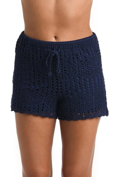 Shop La Blanca Waverly Cotton Cover-up Shorts In Indigo