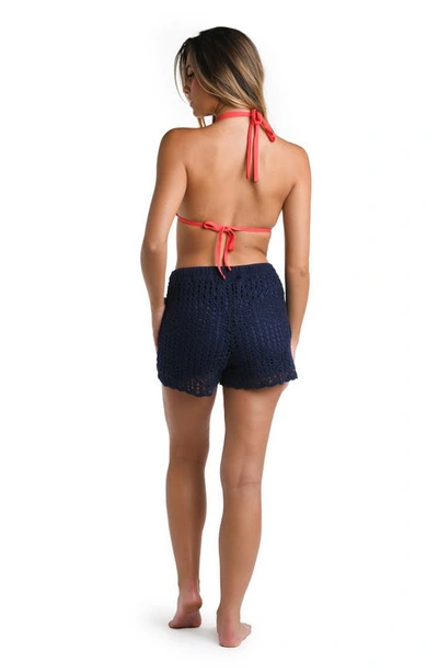 Shop La Blanca Waverly Cotton Cover-up Shorts In Indigo