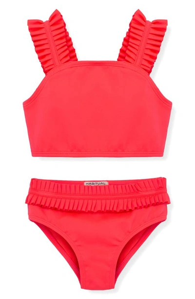 Shop Habitual Kids' So Fantasy Ruffle Two-piece Swimsuit In Pink