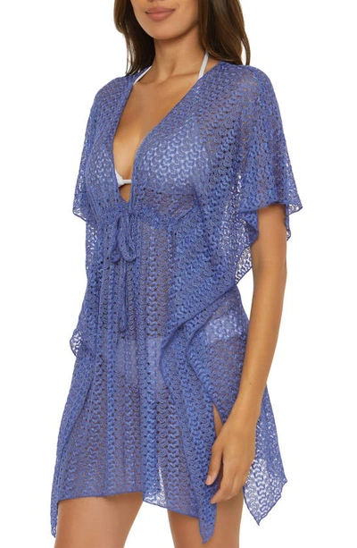 Shop Becca Golden Lace Cover-up Tunic In Cornflower