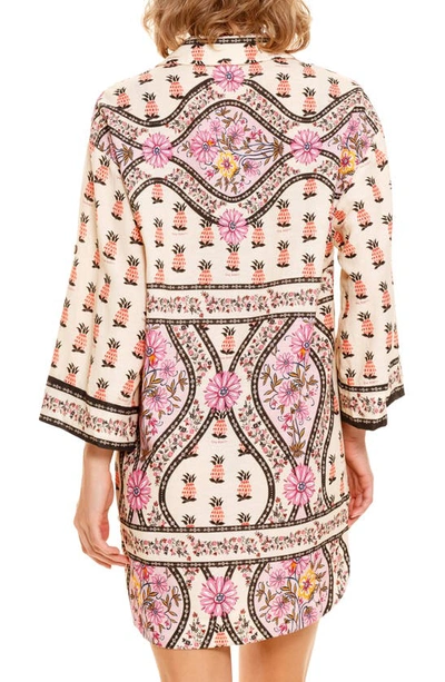 Shop Agua Bendita Chrissy Aguja Oversize Cover-up Shirt In White Multicolor