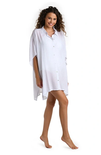 Shop La Blanca Convertible Cover-up Shirtdress In White