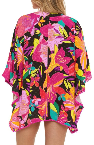 Shop Trina Turk Solar Floral Open Front Cover-up Tunic In Pink