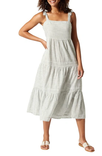 Shop Tommy Bahama Shoreline Stripe Midi Cover-up Dress In Tea Leaf