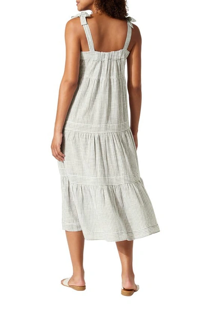 Shop Tommy Bahama Shoreline Stripe Midi Cover-up Dress In Tea Leaf