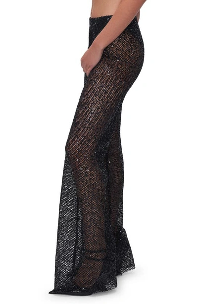 Shop Good American Sequin Wide Leg Cover-up Pants In Black001