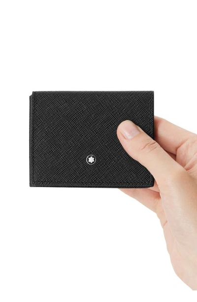 Shop Montblanc Sartorial Trifold Leather Card Holder In Black