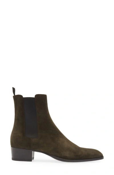 Shop Saint Laurent Wyatt 40 Chelsea Boot In Sabble Olive Brown