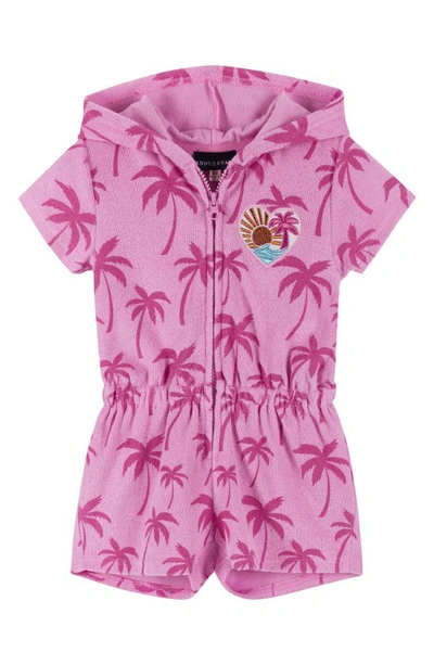 Shop Andy & Evan Kids' Pink Palms Hooded French Terry Cover-up Romper