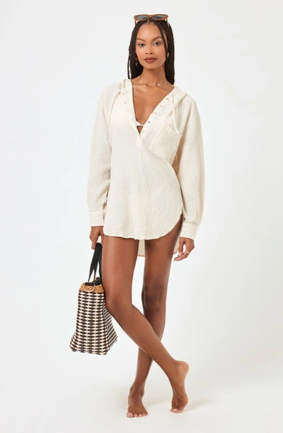 Shop L*space Lspace Sonora Long Sleeve Cover-up Tunic In Tapioca