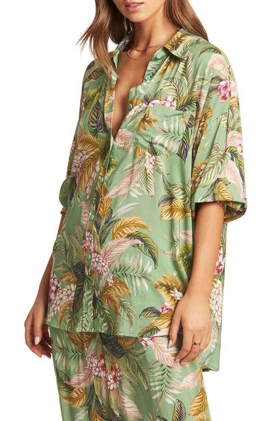 Shop Sea Level Beach Cover-up Shirt In Green