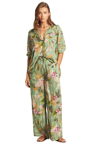 Shop Sea Level Beach Cover-up Shirt In Green