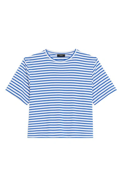 Shop Theory Boxy Stripe Supima® Cotton T-shirt In Wave Multi