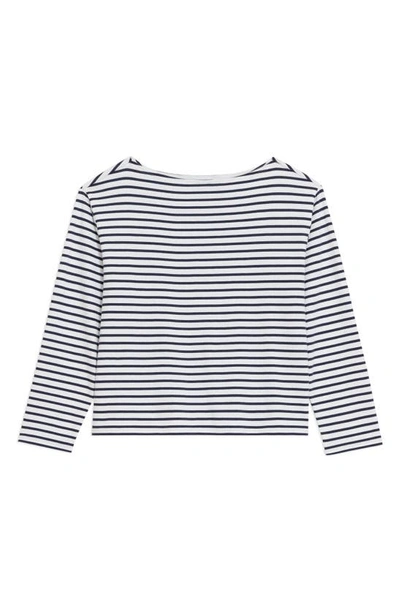 Shop Theory Stripe Boat Neck Supima® Cotton Top In Navy Multi