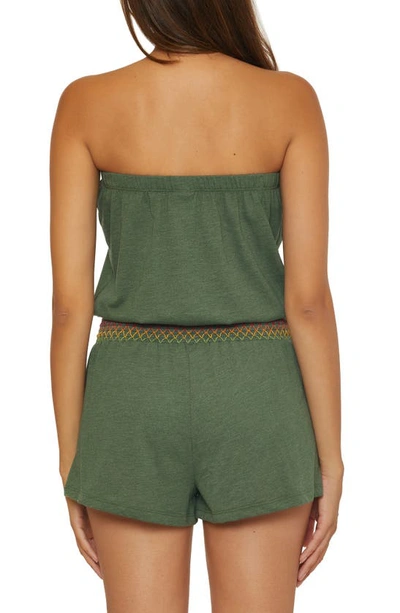 Soluna Strapless Drawstring Waist Cover-up Romper In Olive