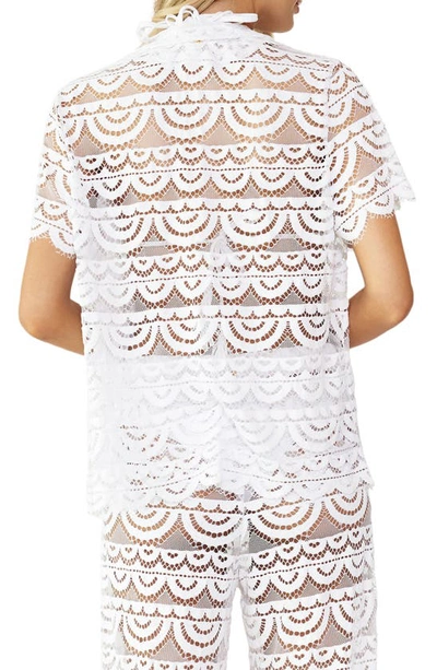 Shop Pq Swim Sheer Lace Cover-up Shirt In Water Lily