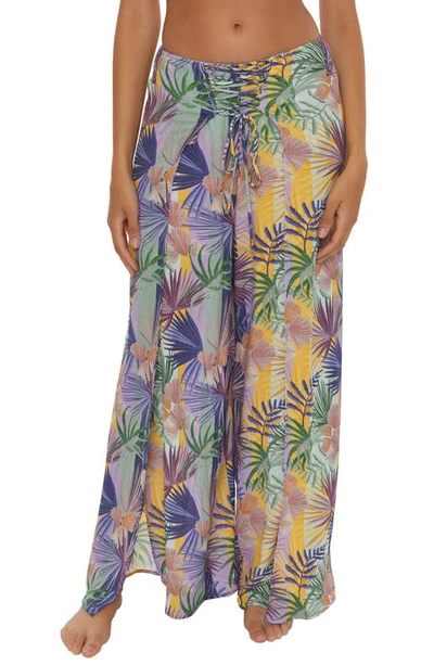 Shop Becca Under The Sea Lace-up Wide Leg Cover-up Pants In Multi