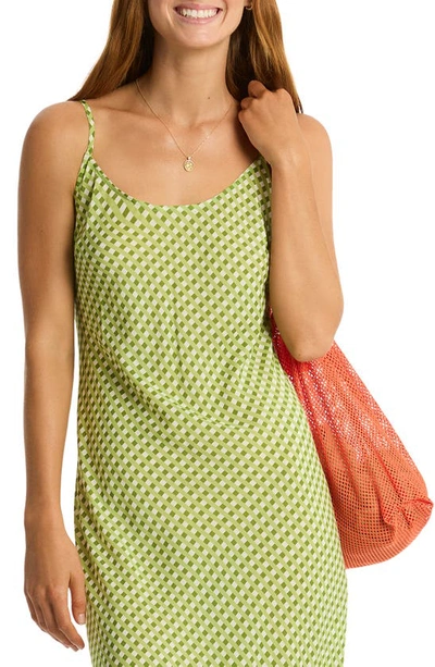 Shop Sea Level Checkmate Cover-up Maxi Slipdress In Olive
