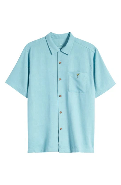 Shop Tommy Bahama Retro Lounge Short Sleeve Linen Button-up Shirt In Como Blue