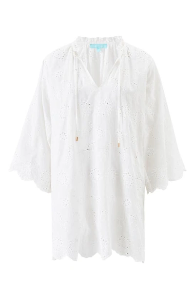 Melissa Odabash Lucy Embroidered Cotton Cover-up Tunic In White