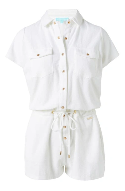 Shop Melissa Odabash Cheryl Cotton Blend Terry Cover-up Romper In White