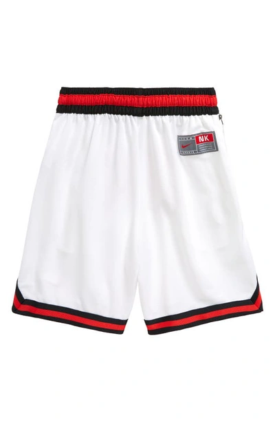 Shop Nike Kids' Dri-fit Dna Mesh Basketball Shorts In White/ University Red