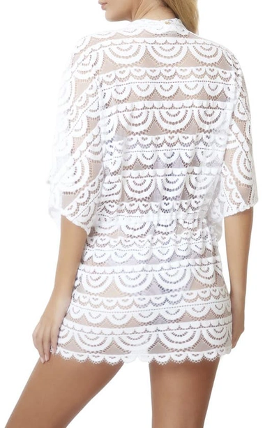 Shop Pq Swim Noah Lace Tie Waist Cover-up Tunic In Water Lily