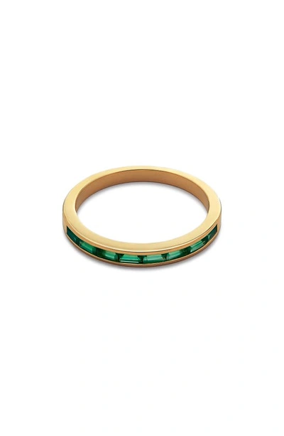 Shop Monica Vinader Mini Baguette Half Eternity Ring In 18ct Gold Vermeil / Green Onyx